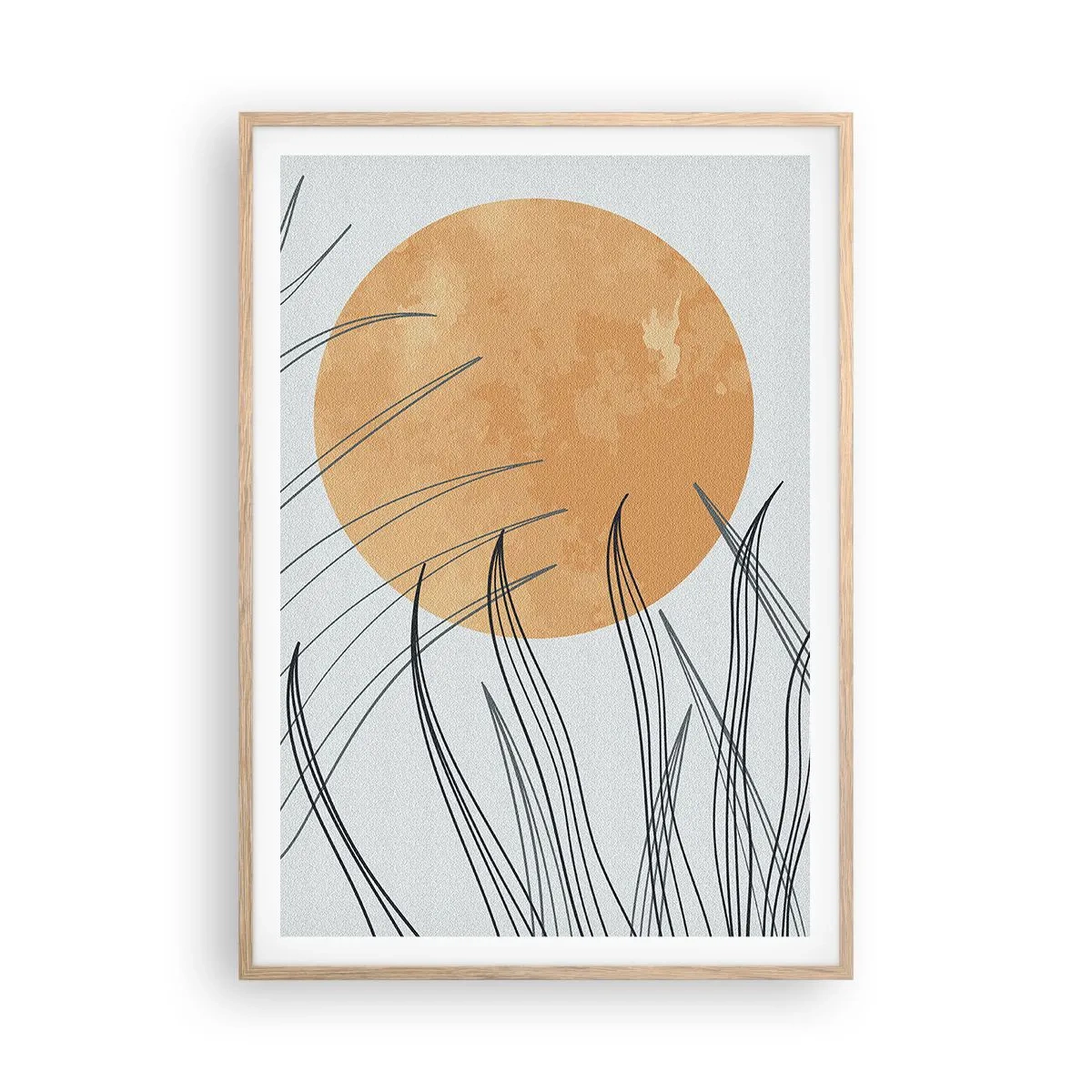 Plakat i ramme af lyst egetræ - Altid mod solen - 70x100 cm