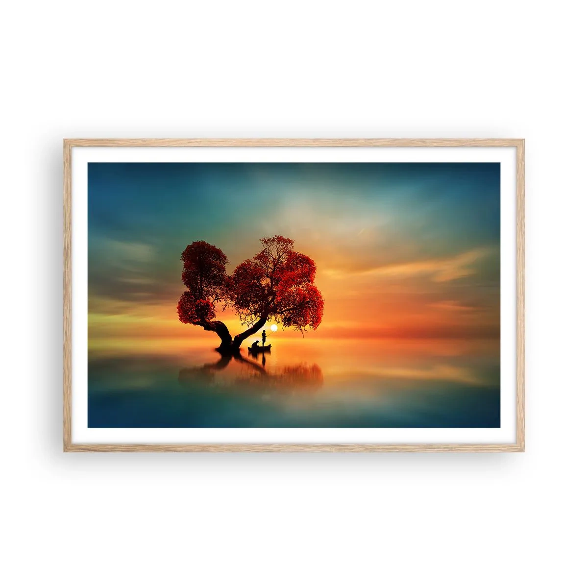 Plakat i ramme af lyst egetræ - Fjern og tavs verdensløshed - 91x61 cm