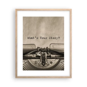 Plakat i ramme af lyst egetræ - Fortæl mig - 40x50 cm