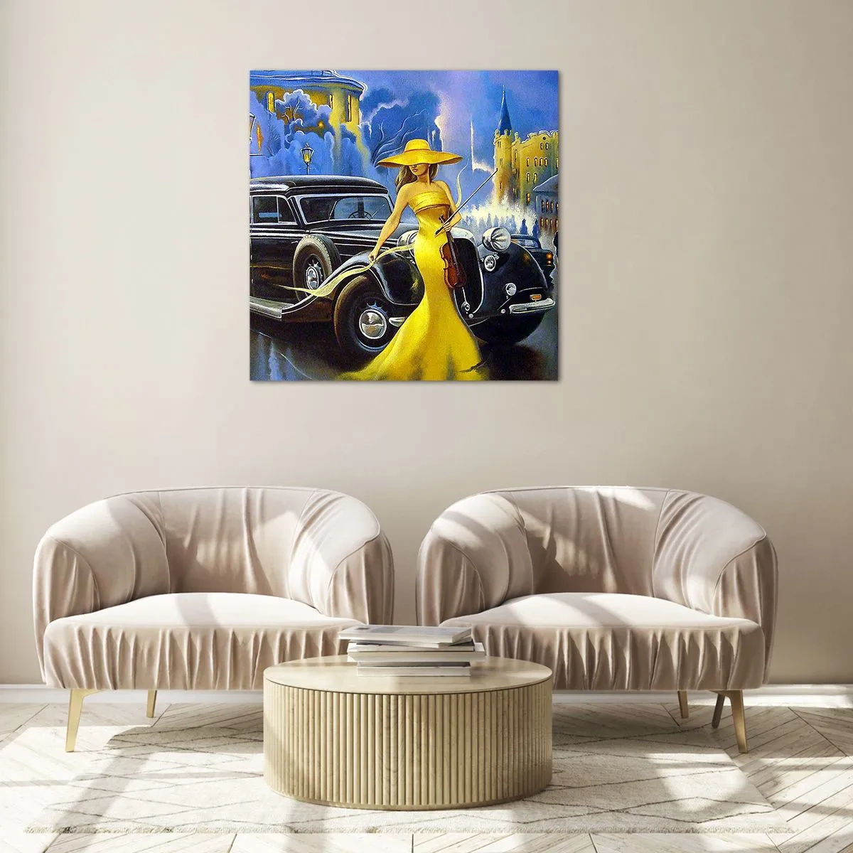 Billede på glas - Nocturne for violin og kærlighed - 50x50 cm