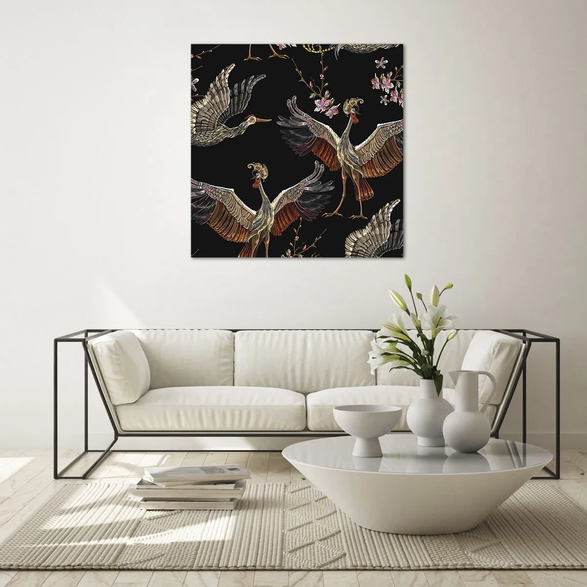 Billede på glas - Eventyrlig fugl - 70x70 cm