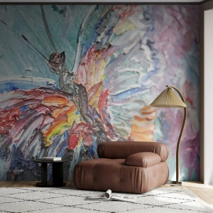 Fototapet Standard Eco - Malet af naturen - Abstraktion, Sommerfugl, Stykke - 500x350 cm