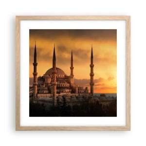 Plakat i ramme af lyst egetræ - Gud er stor - 40x40 cm