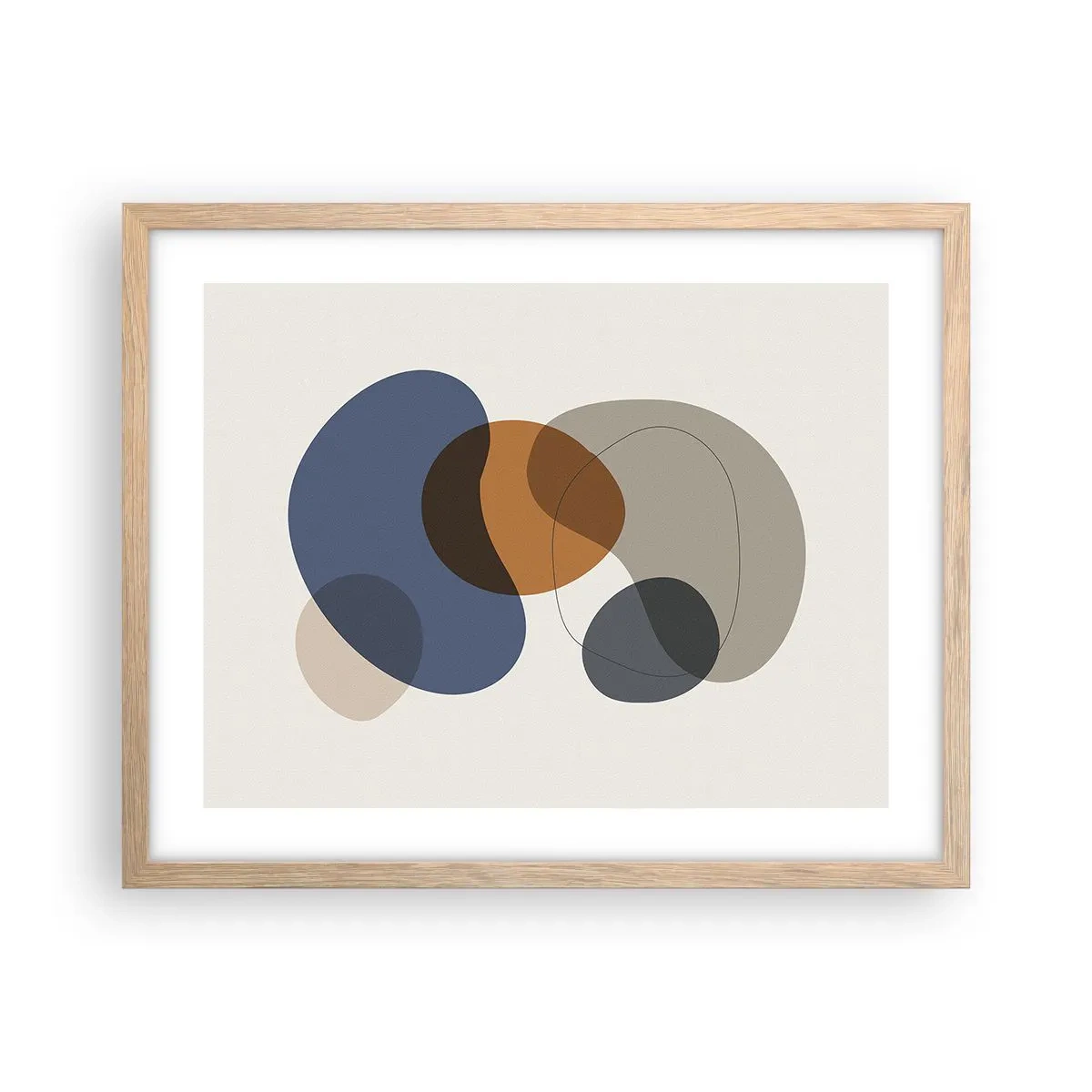 Plakat i ramme af lyst egetræ - Dråber af farve - 50x40 cm