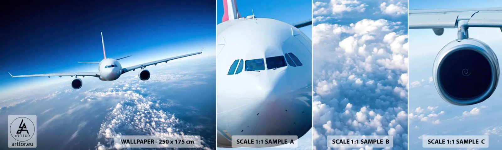 Fototapet Prøve Standard Eco - Jeg går, fordi jeg vil - Fly, Fly, Rejse - 100x30 cm