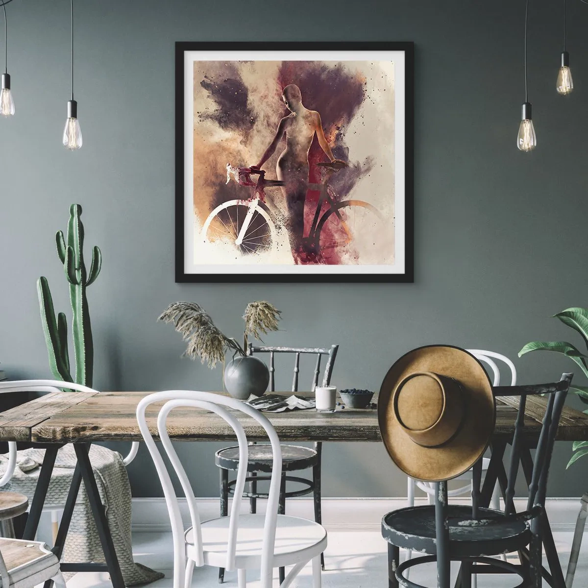 Plakat i sort ramme - I marmor former den cyklende sjæl - 50x50 cm