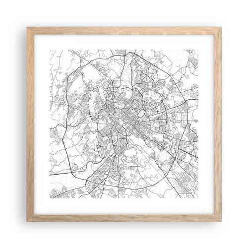 Plakat i ramme af lyst egetræ - Romersk cirkel - 40x40 cm