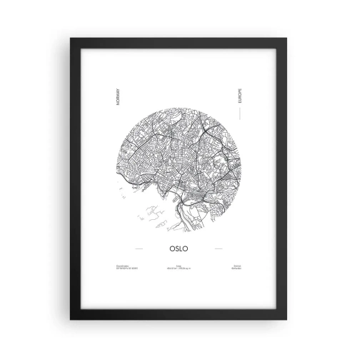 Plakat i sort ramme - Anatomi af Oslo - 30x40 cm