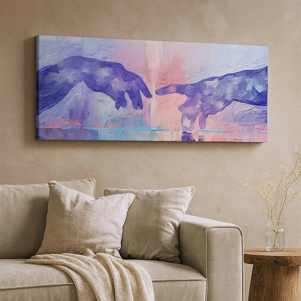 Lærredstryk - Billede på lærred - Den guddommelige gnist af liv - 100x40 cm