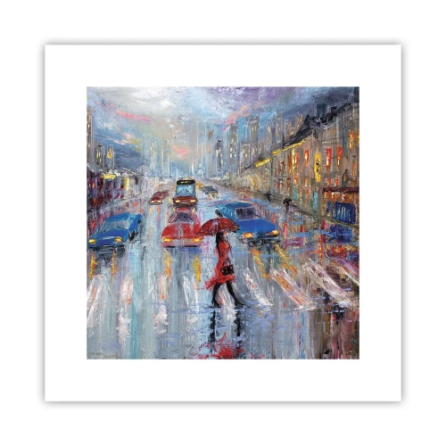 Plakat - Regnfuld eftermiddag i byen - 30x30 cm