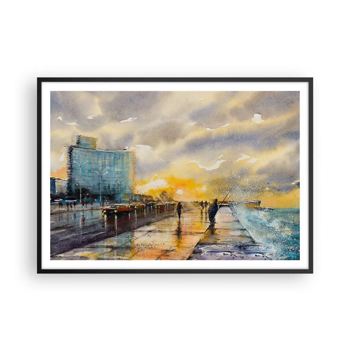 Plakat i sort ramme - Livet på kysten - 100x70 cm