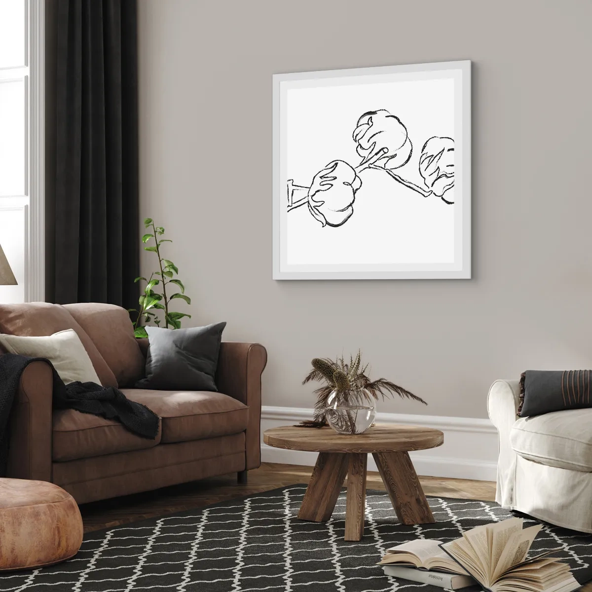 Plakat i hvid ramme - Bomuld ned - 60x60 cm