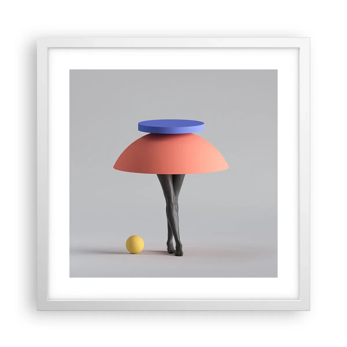 Plakat i hvid ramme - Surrealistisk komposition - 40x40 cm