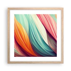 Plakat i ramme af lyst egetræ - Regnbuevævning - 40x40 cm