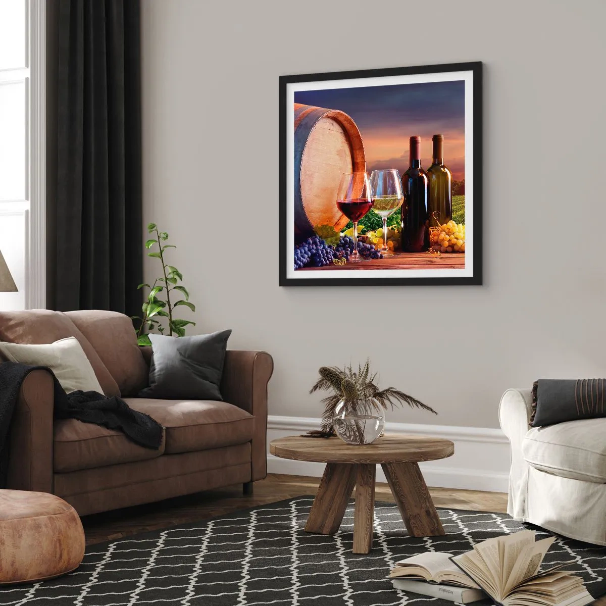 Plakat i sort ramme - Livet har smag her - 40x40 cm