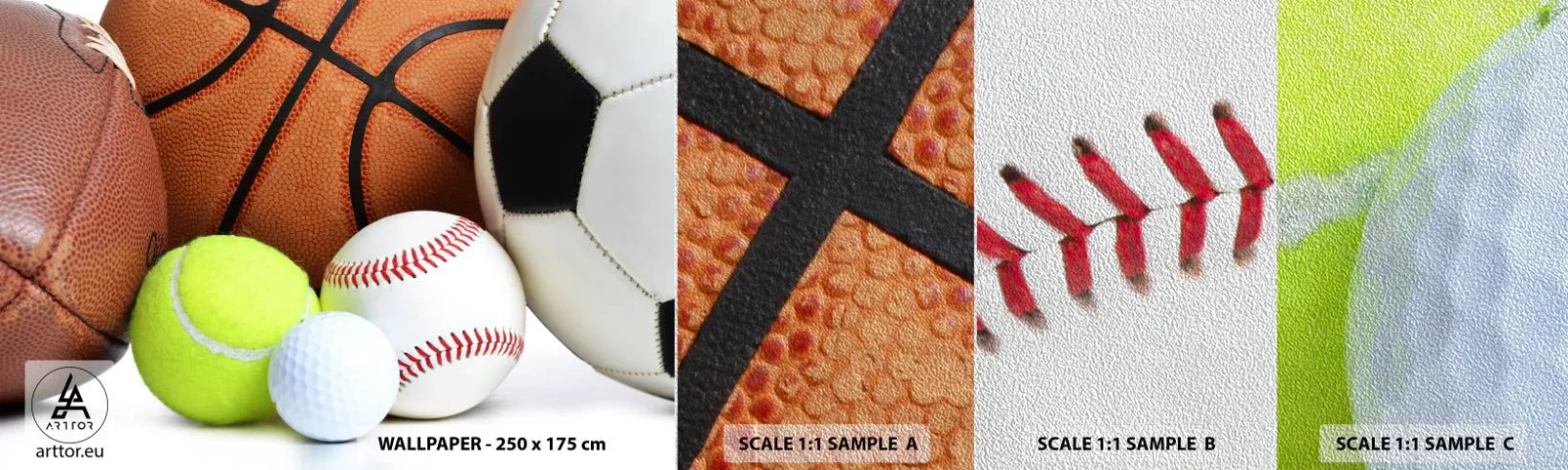 Prøve Fototapet Premium Sand - Forbindelse med bolden! - Sport, Fodbold, Basketball bold - 100x30 cm