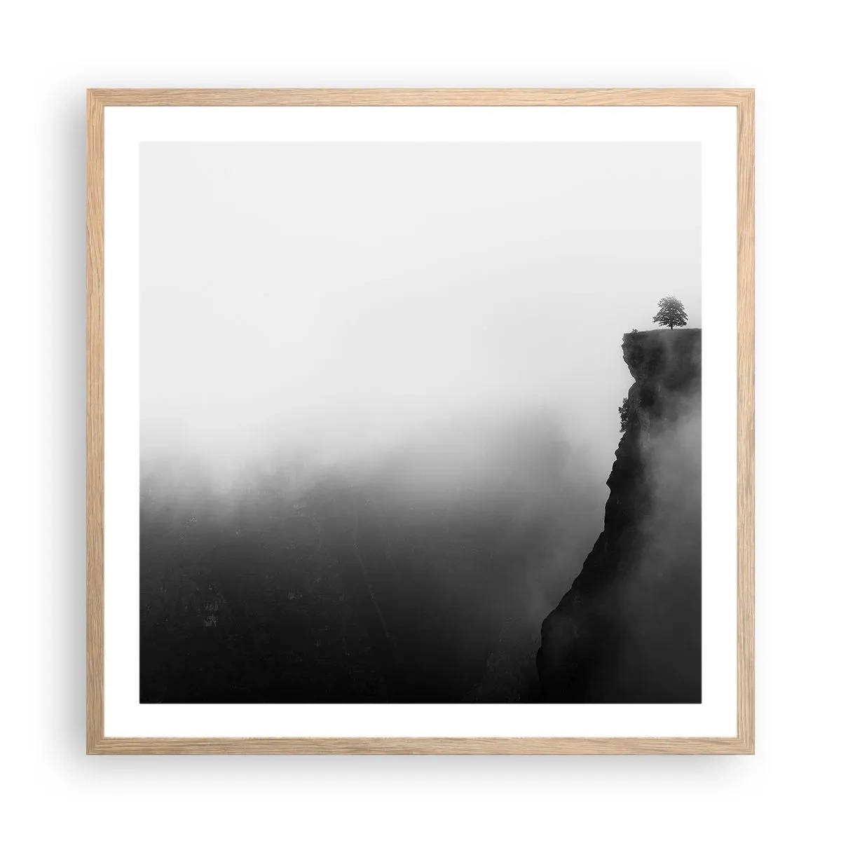 Plakat i ramme af lyst egetræ - På kanten af verden - 60x60 cm