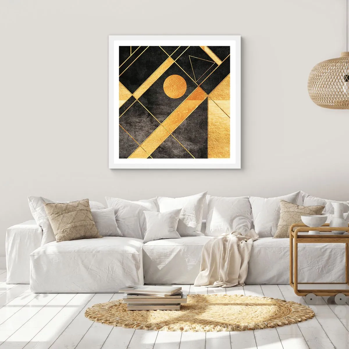 Plakat i hvid ramme - Ørkenens sol - 40x40 cm