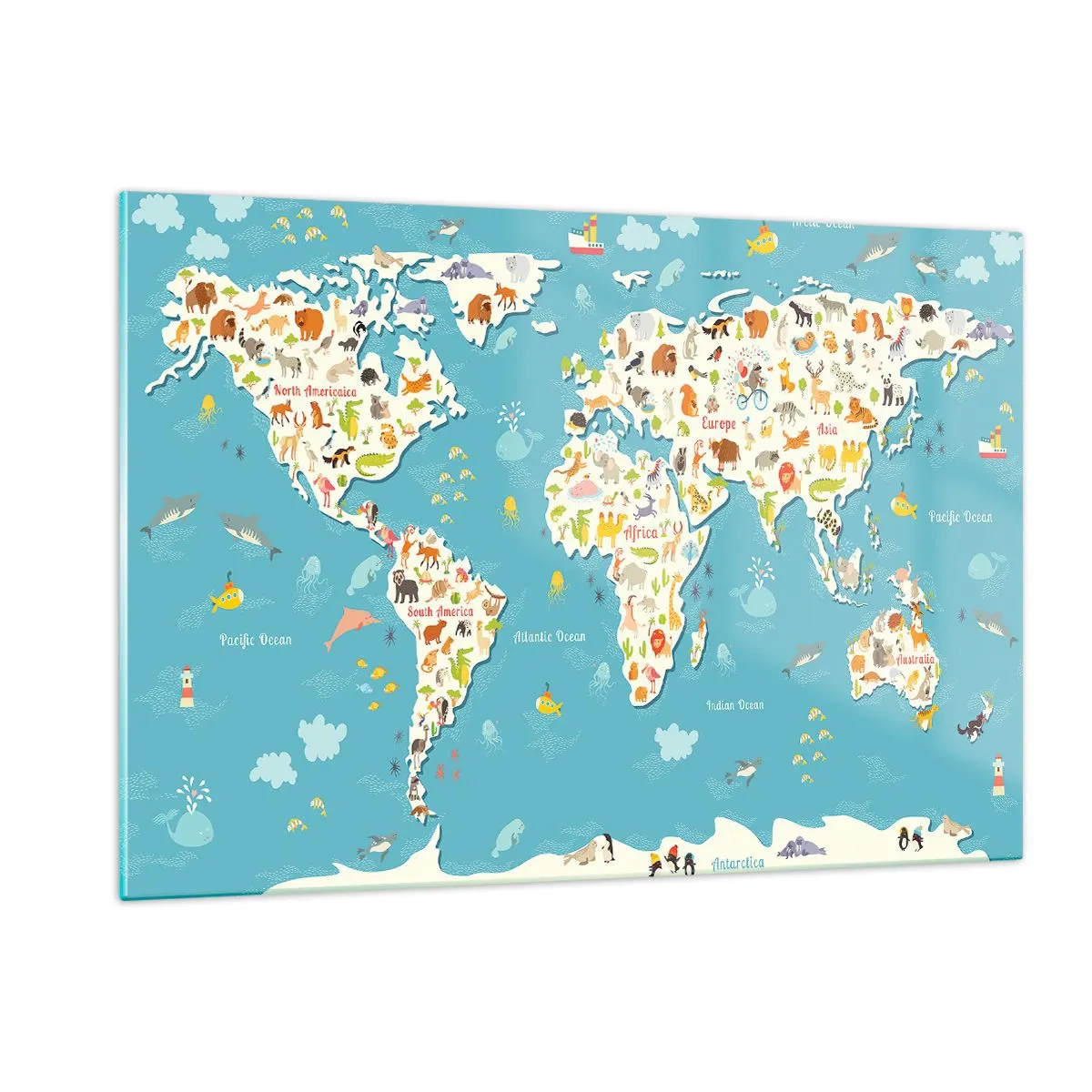 Billede på glas - Vi elsker hele verden - 120x80 cm