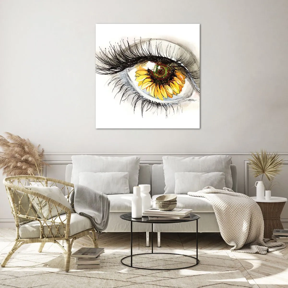 Billede på glas - Et look lige så varmt som sommeren - 70x70 cm