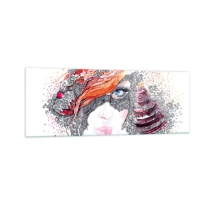Billede på glas - Hos hende er hver dag en ferie - 140x50 cm