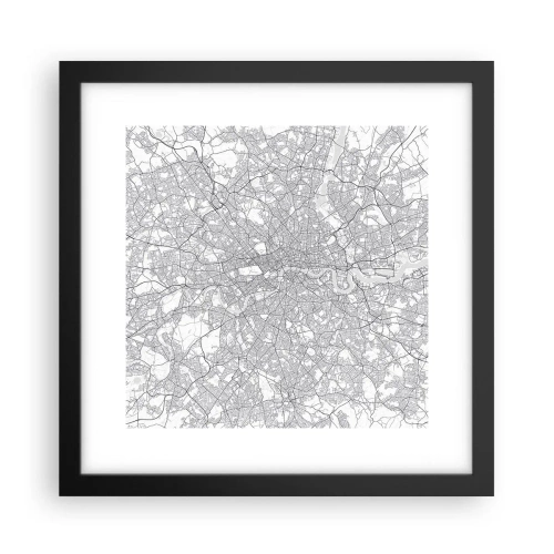 Plakat i sort ramme - Kort over Londons labyrint - 30x30 cm