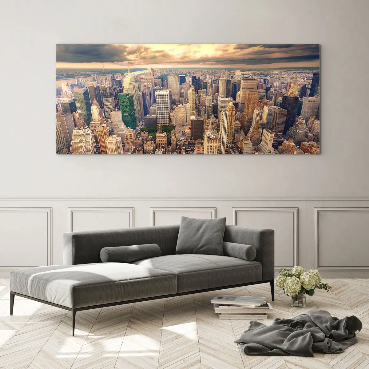 Billede på glas - En forgyldt metropol - 90x30 cm