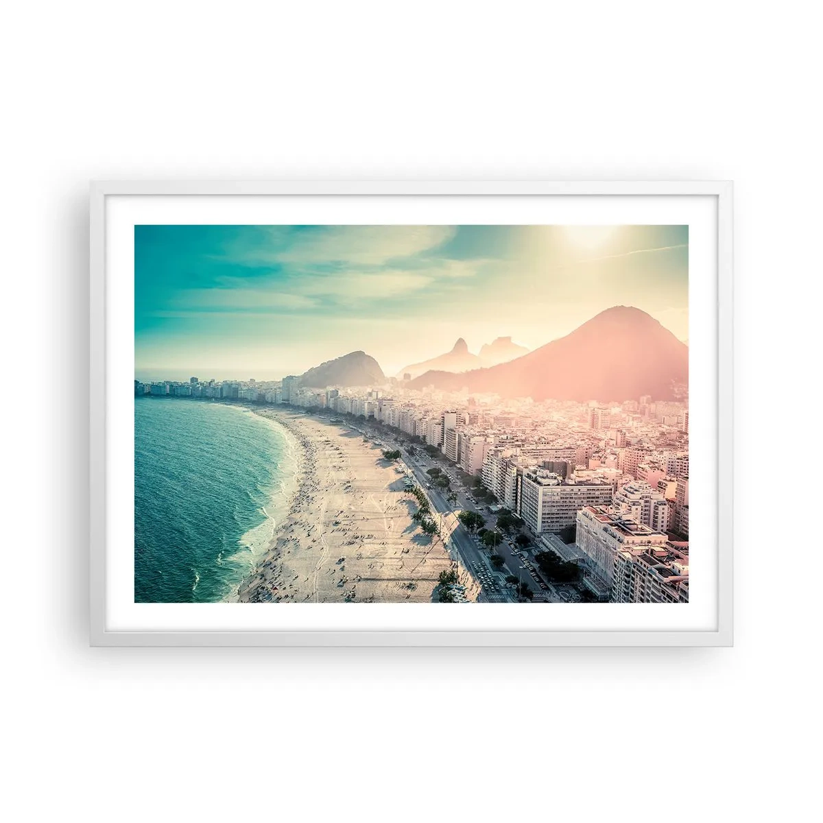 Plakat i hvid ramme - Evig ferie i Rio - 70x50 cm