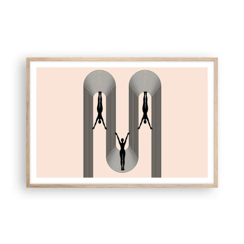 Plakat i ramme af lyst egetræ - På hovedet nedad - 91x61 cm