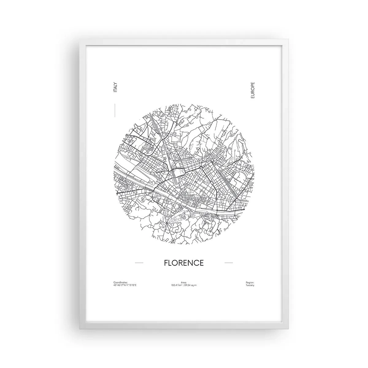 Plakat i hvid ramme - Anatomi af Firenze - 50x70 cm