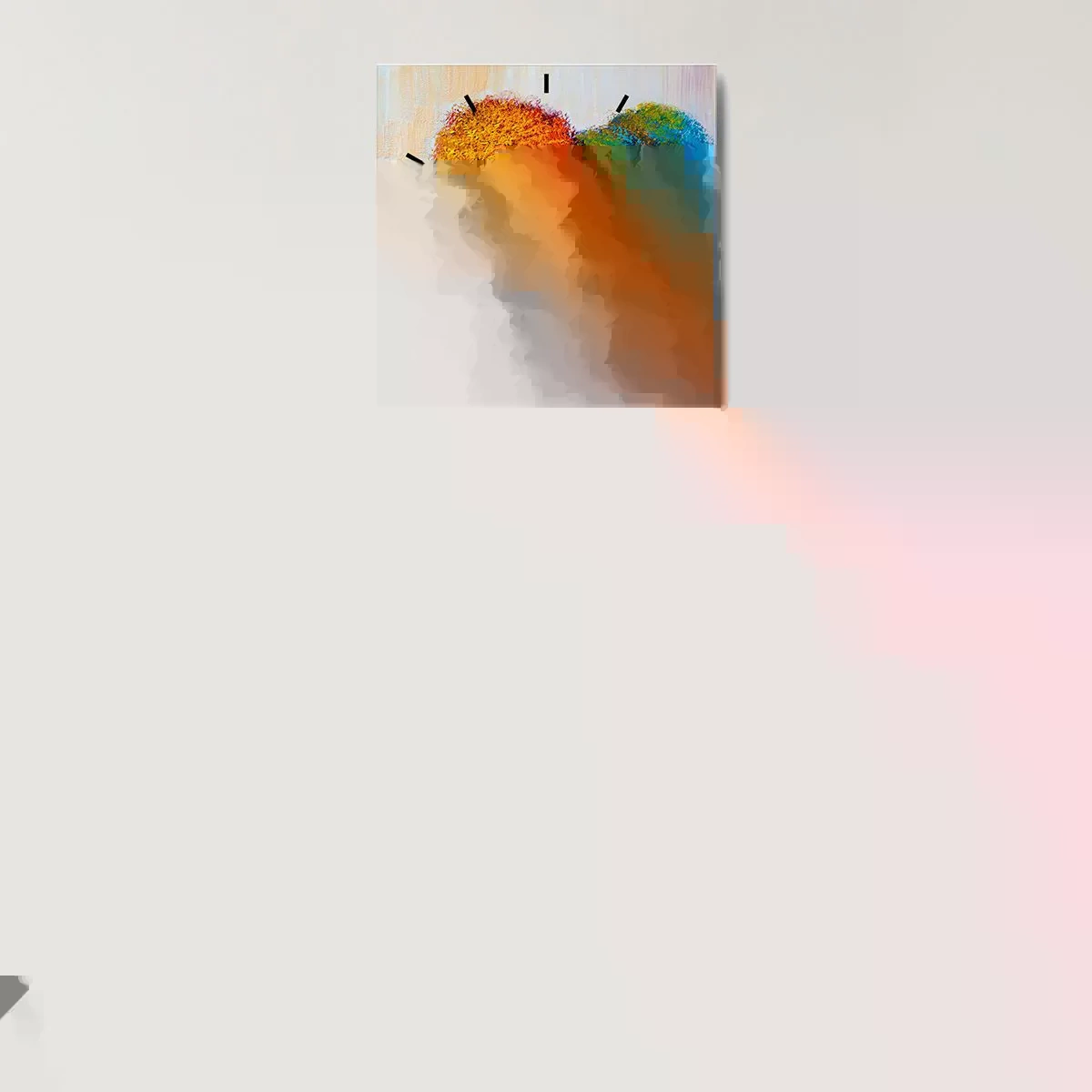 Vægur, Uret - En klump af piskende farver - 40x40 cm