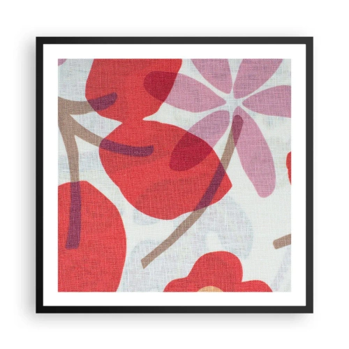 Plakat i sort ramme - Blomsterkomposition i pink - 60x60 cm