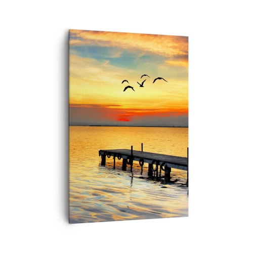 Lærredstryk - Billede på lærred - Returnering om aftenen - 70x100 cm