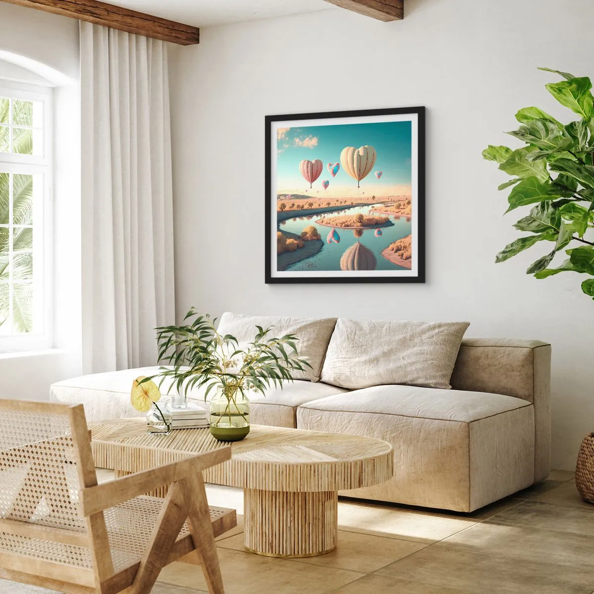 Plakat i sort ramme - Kærlighed lader dig svæve - 30x30 cm