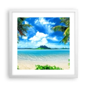 Plakat i hvid ramme - Azur i troperne - 40x40 cm