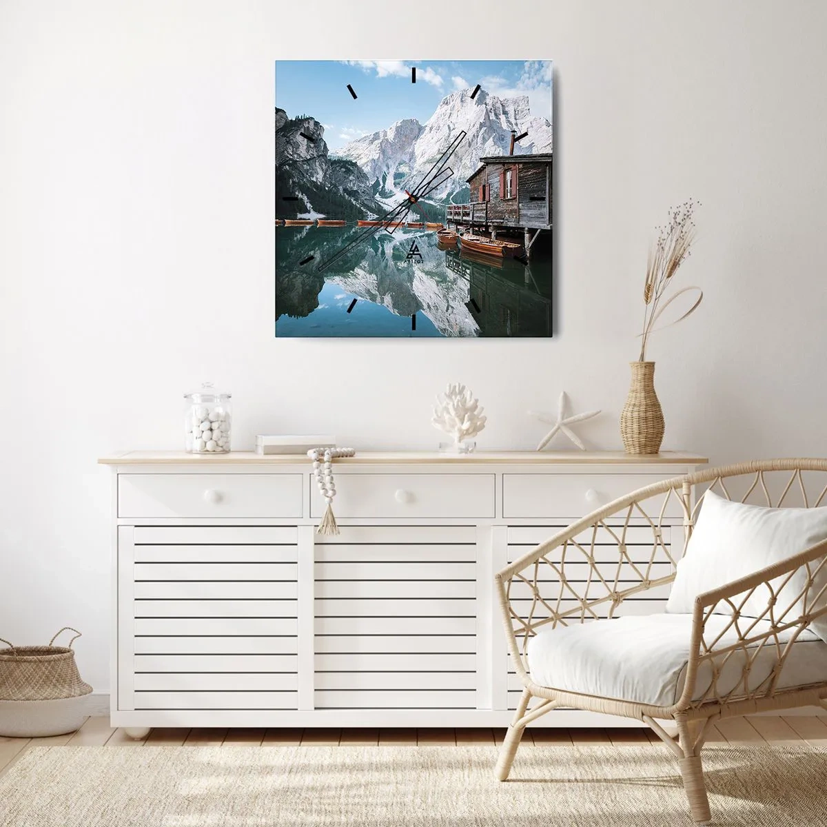 Vægur, Uret - Krystalklar bjergmorgen - 40x40 cm