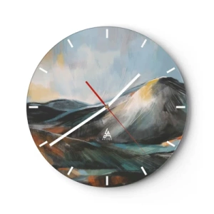 Vægur, Uret - Et malerisk bjerglandskab i varme farver - 30x30cm - Rå og smuk - Moderne vægdekoration til stue, køkken og soveværelse ARTTOR