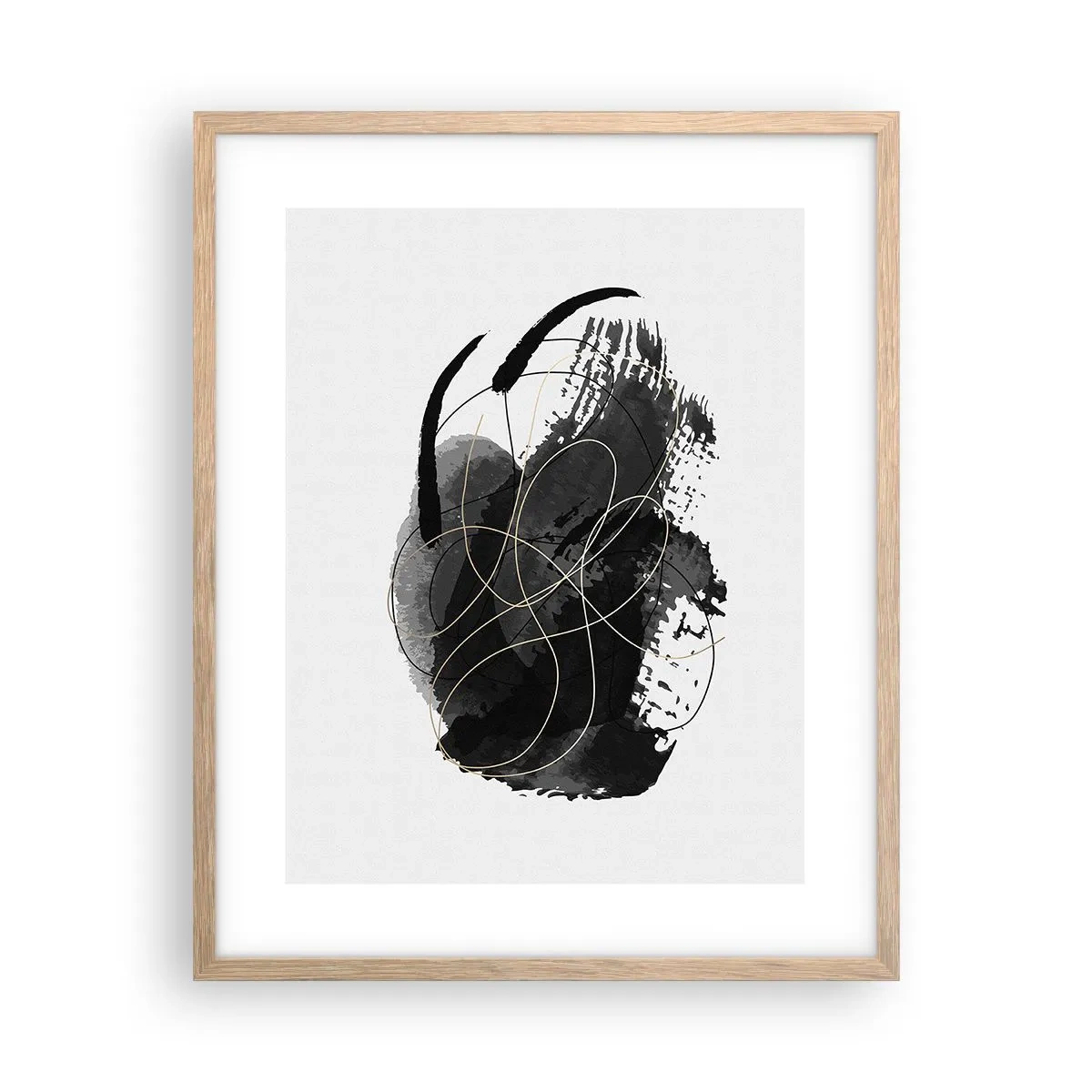 Plakat i ramme af lyst egetræ - Kom frem fra det sorte - 40x50 cm