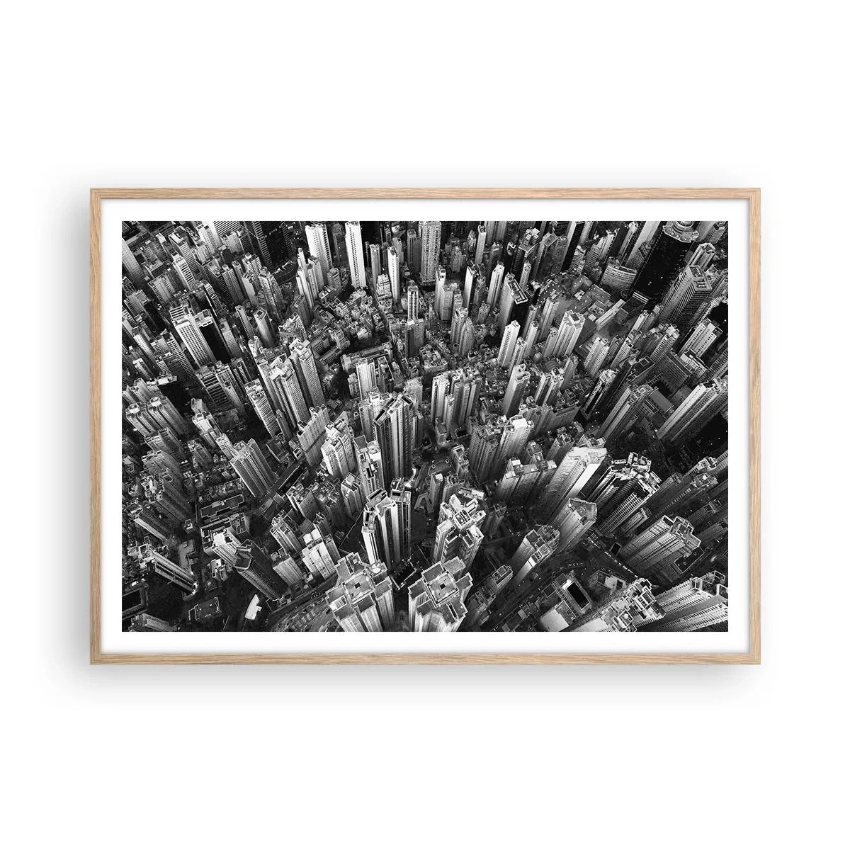 Plakat i ramme af lyst egetræ - Stadig højere og højere - 100x70 cm