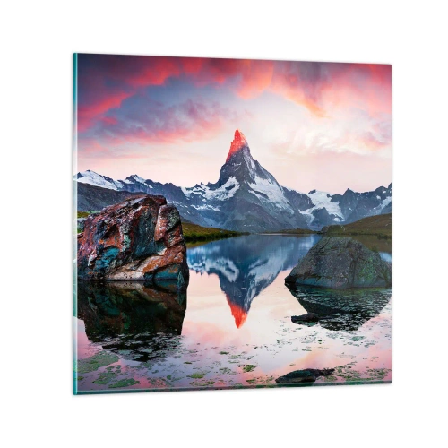Billede på glas - Bjergenes hjerte er varmt - 30x30 cm