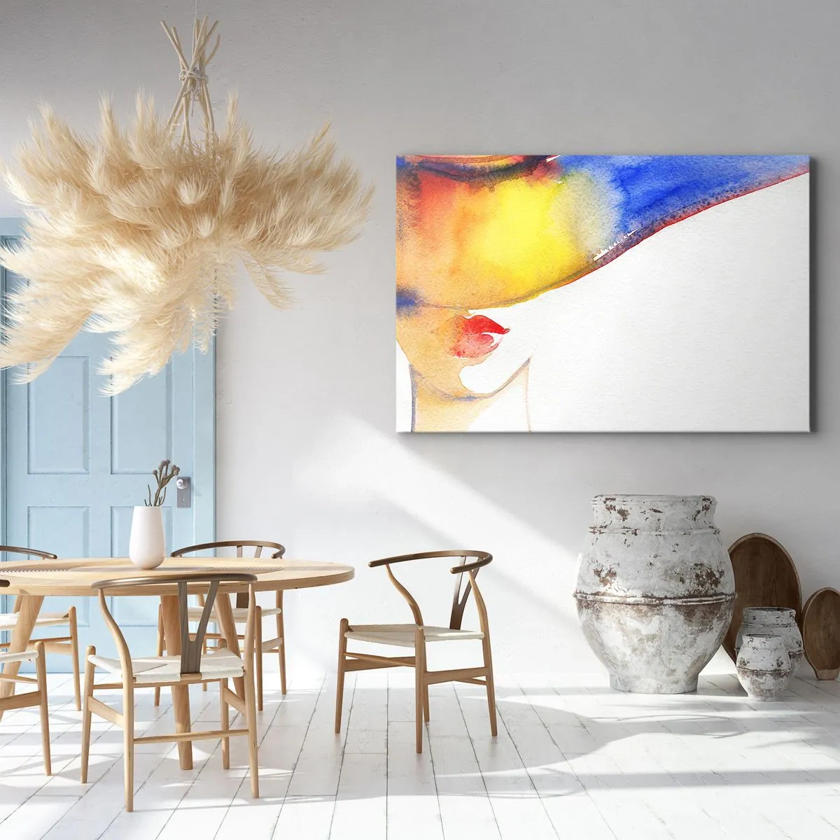 Lærredstryk - Billede på lærred - Portræt af en dame    - 100x70 cm