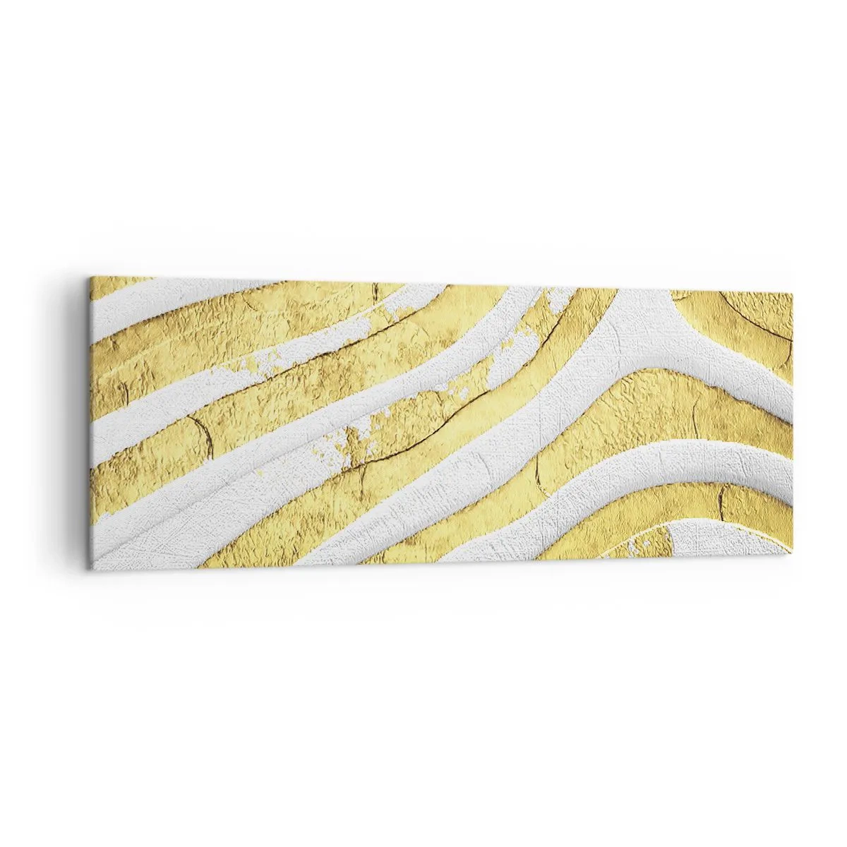 Lærredstryk - Billede på lærred - Sammensætning i hvidt og guld - 140x50 cm