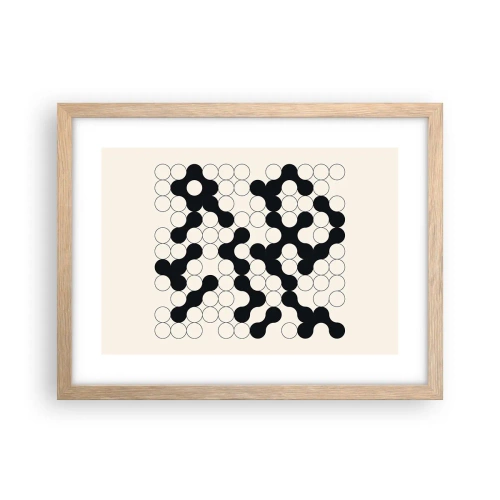 Plakat i ramme af lyst egetræ - Kinesisk spil - variation - 40x30 cm