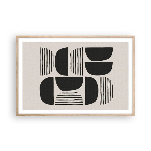 Plakat i ramme af lyst egetræ - Halvhjertede arrangementer - 91x61 cm