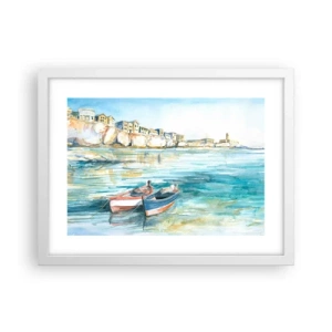 Plakat i hvid ramme - Landskab i azurblå - 40x30 cm