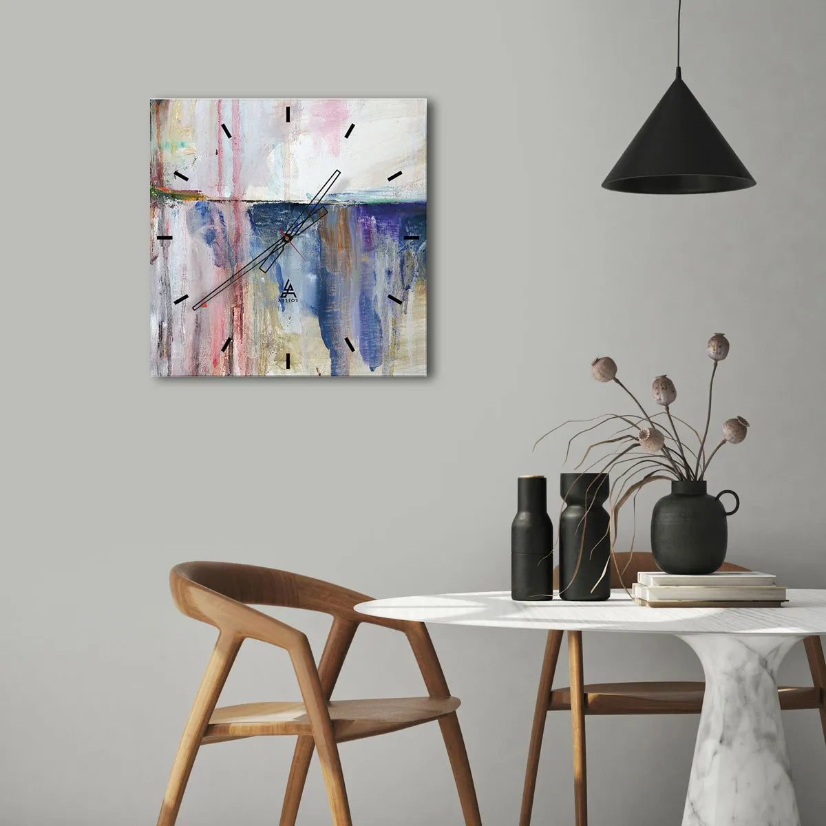 Vægur, Uret - Farverige indtryk og associationer - 40x40 cm