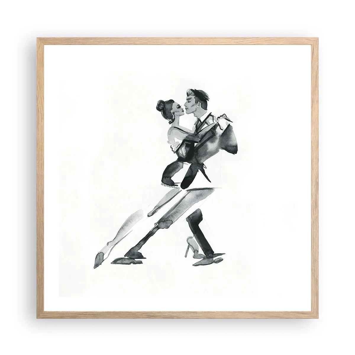 Plakat i ramme af lyst egetræ - I én rytme - 60x60 cm