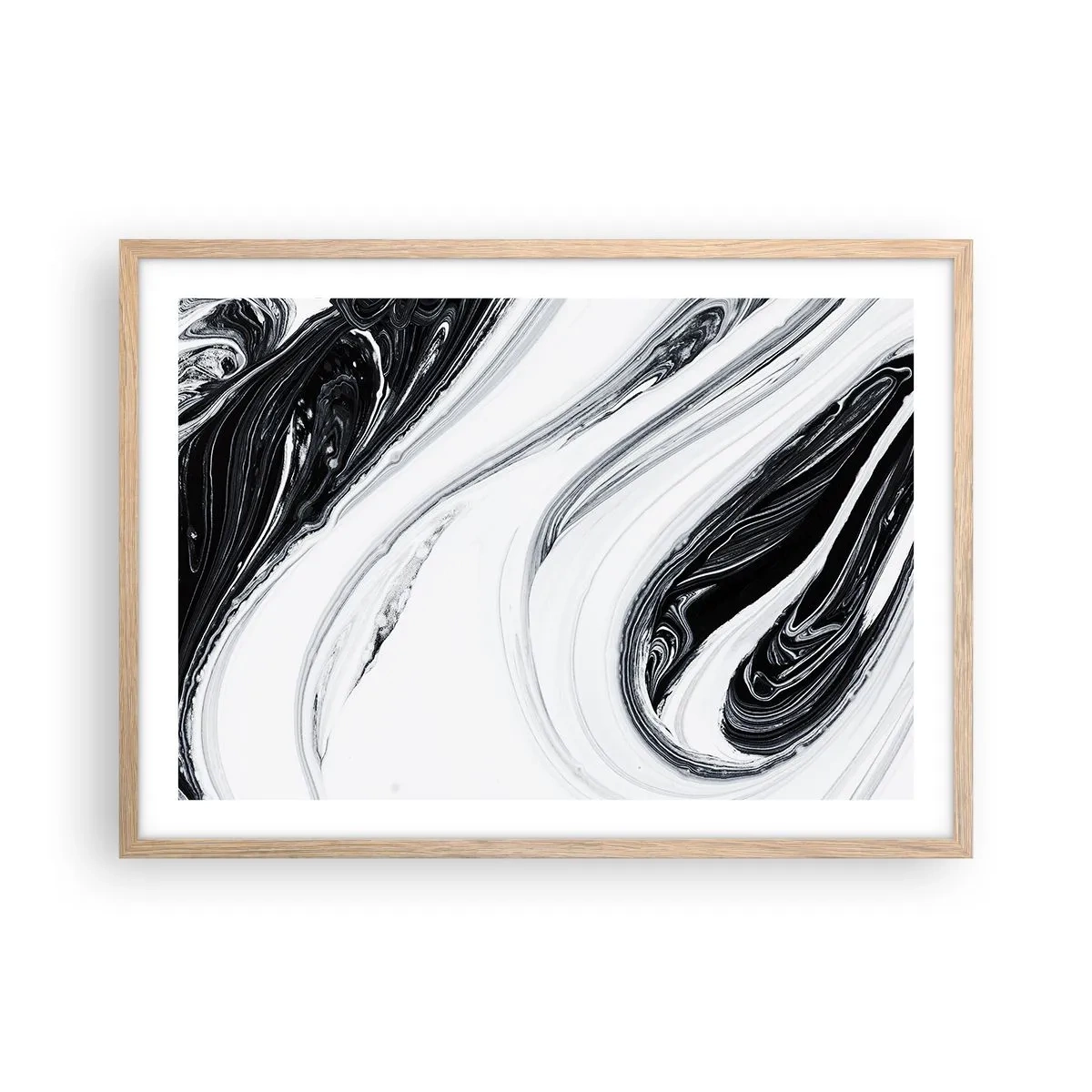 Plakat i ramme af lyst egetræ - Kombination af modsætninger - 70x50 cm