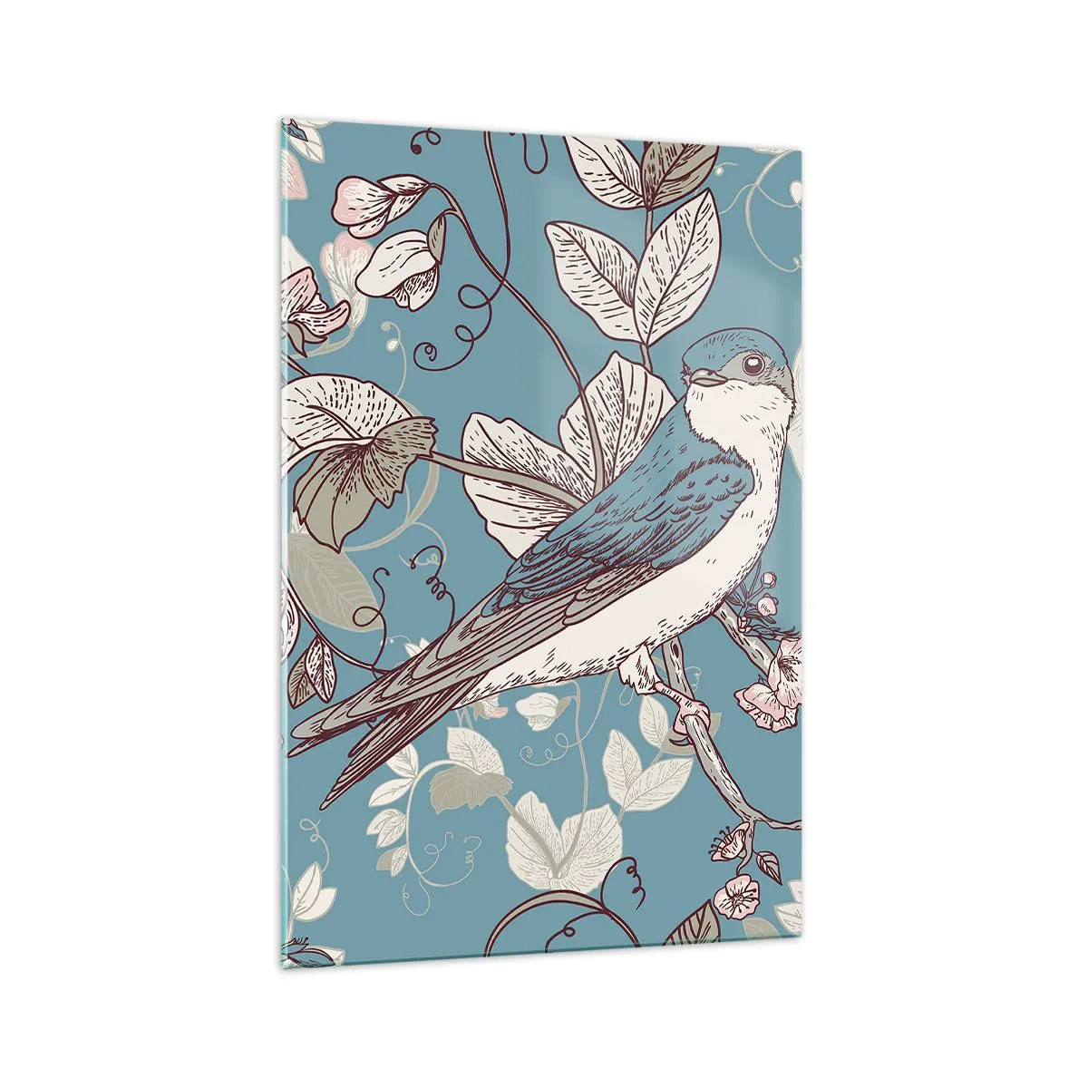 Billede på glas - I de hvide skove kvidrende og sølvfarvede - 70x100 cm