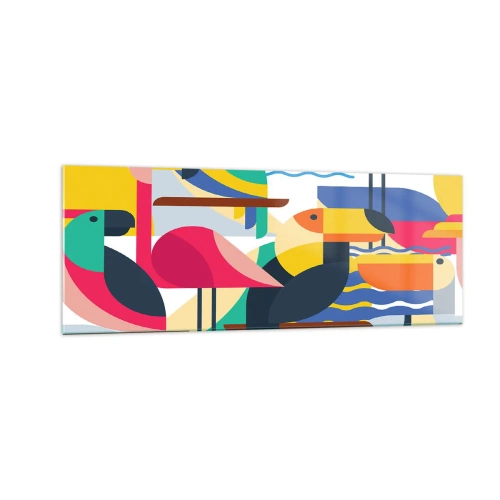 Billede på glas - Fuglefest - 140x50 cm